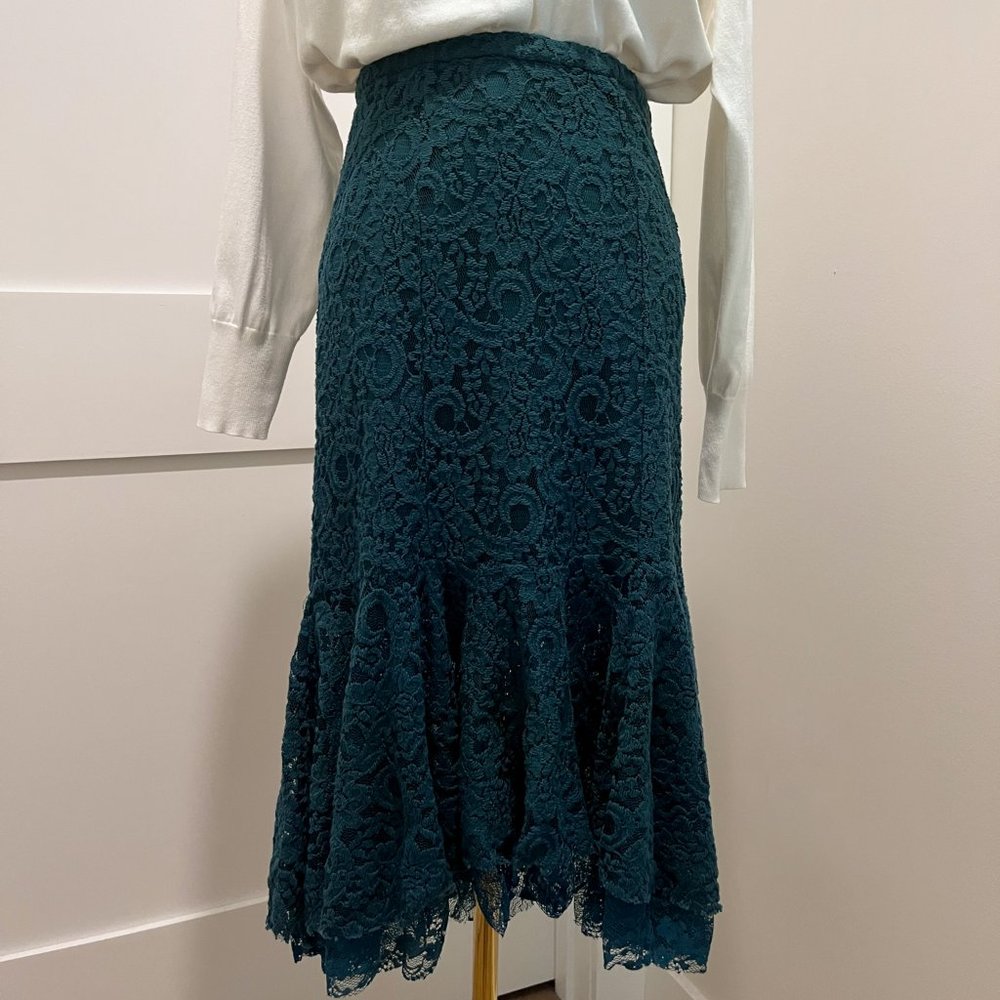 Anthropologie green lace skirt (Moulinette Soeurs)